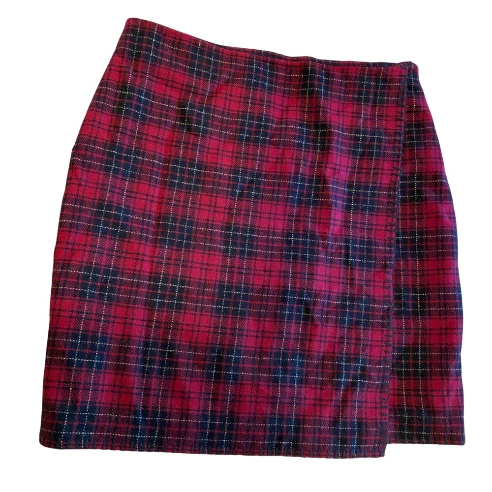 Eddie Bauer plaid 20inch novelty blanket stitch skirt size 10 Christmas holiday
